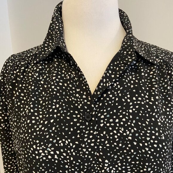 NWT Reitmans Black & White Polka Dot Patterned Long Sleeve Button-Down Dress med - Picture 7 of 15
